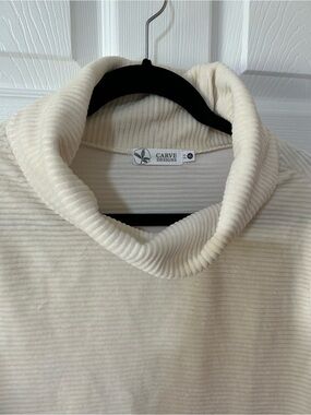 Carve Designs XL Cream Ribbed Cowl Neck Top